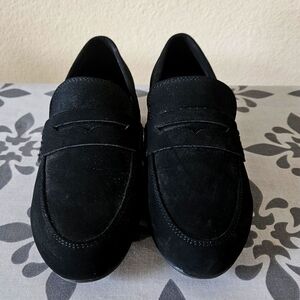 Black velvet loafers